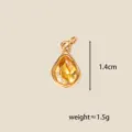 Gold teardrop pendant with yellow zircon stone, elegant DIY jewelry accessory measuring 1.4cm. - November Teardrop