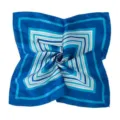 Foulard quadrato in raso di seta geometrico blu 50x50cm accessorio moda donna elegante - 50x50cm / Piccola Sciarpa 11