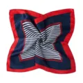 Elegante foulard quadrato in seta satinata da donna, 50x50cm a righe rosse e blu navy. - 50x50cm / Piccola Sciarpa 5