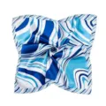 Foulard in seta quadrato con motivo ad onda astratta blu e bianco 50x50cm elegante donna - 50x50cm / Piccola Sciarpa 6
