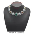 Collier Statement Baroque Vintage avec Pierres de Malachite Verte et Turquoise Variante SKU - Collier / Vert