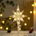 LED Stella Puntale per Albero di Natale Luminosa a Batteria Festa Vetrina Casa 27cm - Stile Fiocco di Neve Luce Calda