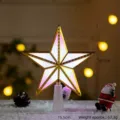 Puntale per albero di Natale LED luminoso decorazione natalizia decorazione casa 18.5cm - Stile Stella a Cinque Punte Bordo Oro
