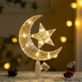 Puntale per albero di Natale stella luna LED sfaccettato trasparente festa 22.5cm - Stile Luna e Stella Luce Calda