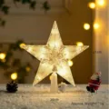 LED Stella Puntale per Albero di Natale Luminosa Decorazione Stella Festiva 21cm - Stile Quadri Doppia Stella Luce Calda
