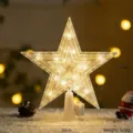 Puntale per albero di Natale LED stella, stella trasparente da 21cm con luci calde per decorare. - Stile Tre Stelle Luce Calda