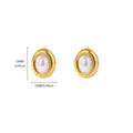 Pendientes de tuerca ovalados de perlas falsas de acero de titanio oro 18k vintage - Estilo de Perla Ovalada Vintage (G125986)