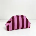 Borsa cosmetica in maglia a righe rosa bordeaux pochette da viaggio portatile elegante - Righe Sottili Rosa e Viola