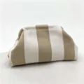 Pouch cosmetico a righe in maglia borsa a mano nuvola portatile elegante organizer trucco donna - Righe Larghe Beige e Kaki