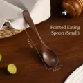 Small wooden soup spoon, long handle wooden spoon for daily kitchen dining use, natural wood. - Small Round Head Soup Spoon