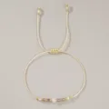 Handgemaakte verstelbare gevlochten touw armband met witte kristalen kralen en prachtige halfedelstenen. - Maagd(B-B24101701J)