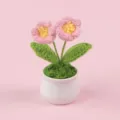 Planta en maceta de flores rosas de ganchillo, bonita decoración del hogar y regalo para profes. - Lirio de los Valles de 2 Cabezas (Rosa)