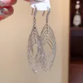 S925 Silber Nadel lange geometrische Quasten Ohrringe glänzende Strass Ohrhänger Damen - Geometrischer Durchbrochener Langer Stil (A2819) / Silber