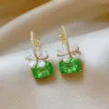 Vergoldete grüne Kristallblumen-Ohrringe mit funkelnden Zirkonia für elegante Damen. - Smaragd Blumen Stil (A2838) / Gold