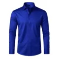 Chemise homme bleu roi à manches longues, col classique et boutons pour un look formel élégant. - Bleu Royal (Boutons assortis) / 38/XXXS