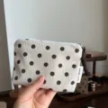 Mini borsetta in corduroy beige a pois, grazioso portamonete portatile per uso quotidiano - Senza Accessori / Beige a Pois