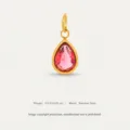 Pendente a goccia in acciaio inossidabile cristallo rosa placcato oro, gioiello 11x6.5mm. - Luglio