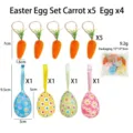 Set de decoración de Pascua con 5 zanahorias de fieltro y 4 huevos de espuma para fiesta. - Set de Huevo de Pascua Zanahoria 23