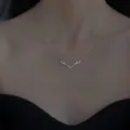 Silver Antler Pendant Necklace Minimalist Clavicle Chain Fashion Jewelry Style Variant - Antler Necklace