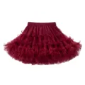 Burgundy tutu skirt for women and girls, fluffy layered mesh skirt with lovely bows. - 2XL / Bottoms / Burgundy