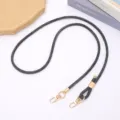 Dark grey woven strap, adjustable bag replacement chain, metal clasps, phone lanyard. - Adjustable Denim Crossbody Chain (K4006) / Black
