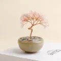 Handgemaakte rozenkwarts kristal geldboom bonsai koperdraad bureau home decor ornament - Rozenkwarts boom (agaat splitstenen kopjesbasis) - 6 takken