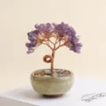 Natuurlijke amethist kristal geldboom handgemaakte koperdraad bonsai bureaudecoratie. - Amethist Geluksboom (Agaat Grind Theekom Basis) 9 Koppen