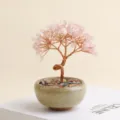 Natuurlijke rozenkwarts kristal geldboom bonsai edelsteen sculptuur voor thuis kantoor decor. - Rozenkwarts geluksboom (agaatsplit theeschotel basis) 9 boomtoppen