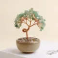 Handgemaakte groene kristallen geldboom bonsai bureaudecoratie in keramische pot voor thuis - Groene aventurijn geluksboom (agaatsplit theeschotel basis) 9 boomtoppen