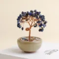 Natuurlijke Lapis Lazuli Kristal Geldboom Feng Shui Edelsteen Welvaart Boom Thuis Decor - Lapis lazuli geluksboom (agaatsplit theeschotel basis) 9 boomtoppen