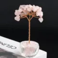 Natuurlijke rozenkwarts kristal geldboom edelsteen bonsai rijkdom boom thuis kantoor bureau decor - Rozenkwarts 3 Koppen (Kristallen Schaal Basis)