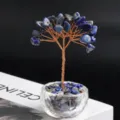 Natuurlijke kristallen steen geld boom handgemaakte koperdraad edelsteen bonsai voor thuis - Lapis Lazuli 3 Koppen (Kristallen Schaal Basis)