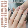 Almond Press On Nails Taro Nude False Fake Nails Artificial Acrylic Nail Tips Set - Half Taro Nude (DXR16#)