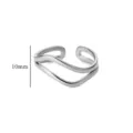 Stainless steel geometric wave ring, silver double band open ring, 10mm width variant. - Silver