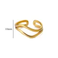 Stainless steel geometric wide ring irregular light luxury titanium steel couple finger ring - Double Layer Wave Style (G4306111) / Gold