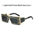 Steampunk sunglasses for men and women, light gold frame with black grey lenses, stylish UV protection eyewear. - Light Gold Frame Grey Lens