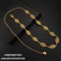 Bohemian vintage gold metal waist chain with embossed oval medallions for women accessory - Oval Embossed Style (X503-17) / Antique Gold