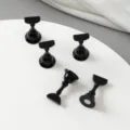Black magnetic nail art stands, press-on nail practice holder display tools set of 5. - Pure Black