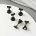 Magnetic nail art practice holders, translucent dark grey acrylic nail display stands set. - Transparent Black