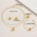 Conjunto de joyas de metal dorado nudo trenzado collar pendientes pulsera anillo - Estilo Rayado Dorado (XL5747)