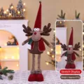 Weihnachten teleskopisch Rentier Plueschpuppe Dekoration lange Beine stehend niedliches Geschenk - Rot und Grünes Rentier