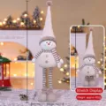 Weihnachten teleskopisch Schneemann Puppe Ornament mit gestrickter Mütze und langen Beinen. - Weißer Schneemann