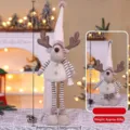 Weihnachtliche teleskopische Rentier Plueschfigur Dekoration mit verstellbaren langen Beinen - Weiße Elchgeweih