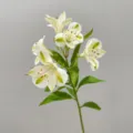 Τεχνητό κλαδί λουλουδιών Alstroemeria λευκό πράσινο διακόσμηση σπιτιού ψεύτικο φυτό - Λευκό-Πράσινο