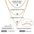 Three-layer layered stainless steel heart pendant necklace, elegant gold choker chain for women. - Gold (JDNW2403081-1)