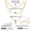 Layered stainless steel chain necklace with marquise pendant, waterproof and hypoallergenic. - Gold (JDNW2403081-2)
