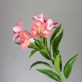 Pink artificial alstroemeria lily flower stem, realistic floral decor for home interior display. - Deep Pink
