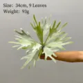 Artificial staghorn fern plant simulation green foliage home decor variant 34cm 9 leaves - S