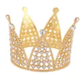 Gold mini tiara crown cake topper rhinestone crystal hair accessory for kids birthday party - Gold