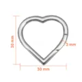 Stainless steel heart spring clasp for DIY necklace bracelet connecting, size 30x30mm. - Large Heart Steel Color
